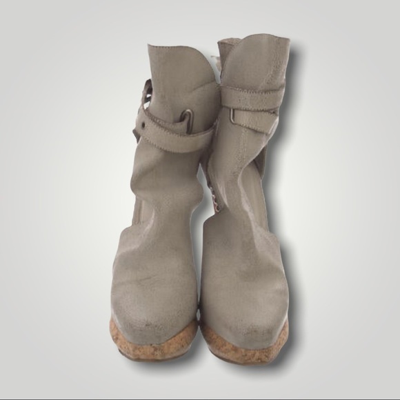 HERVE LEGER COLORBLOCK 5.5" HEEL OPEN BUCKLE BOOTS - GRAY - 6.5 - Picture 4 of 4